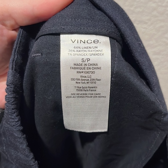 Vince Linen-Blend Tapered Pull-On Pant, Marina - XS - Picture 11 of 12